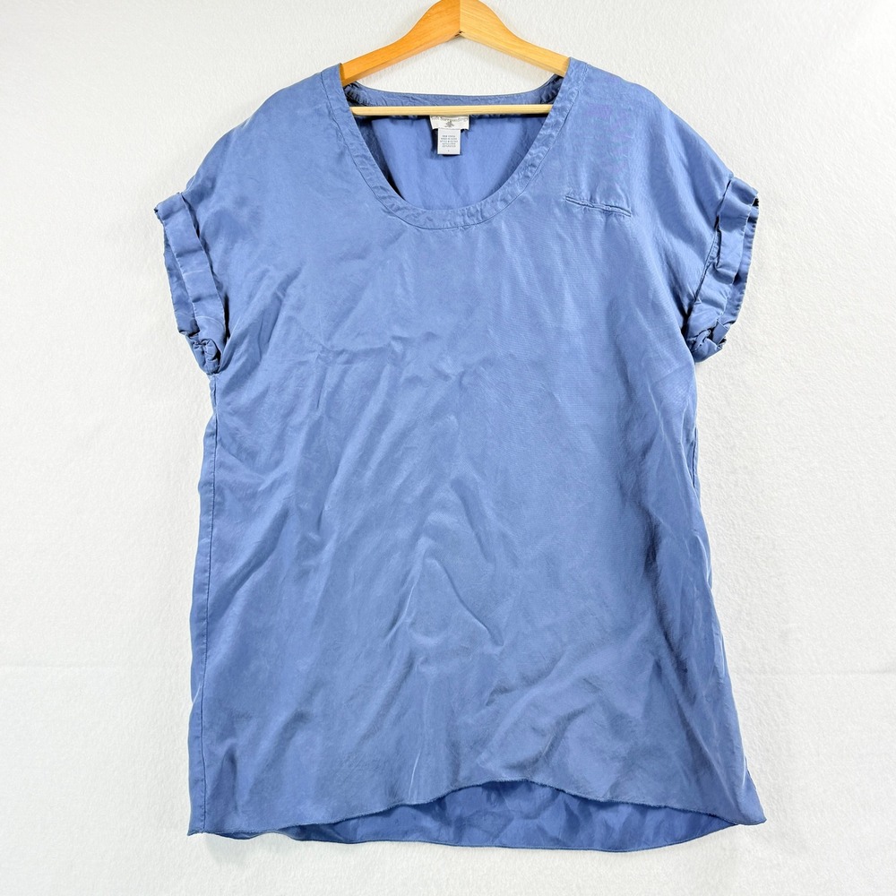 Soft Surroundings Tunic Mini Dress Womens Large Blue Cupro Lagenlook Coastal